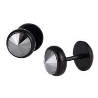 Load image into Gallery viewer, Schraubverschluss Fake Piercing Expander Stein silber Halbrund schwarz Edelstahl - chic - net.de
