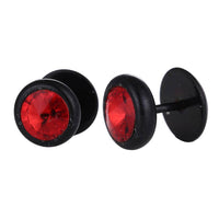 Load image into Gallery viewer, Schraubverschluss Fake Piercing schwarz Expander roter Zirkonia Stein 8 mm Halbrund Edelstahl - chic - net.de
