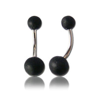 Cargar imagen en el visor de la galería, schwarz Organic Bauchnabelpiercing Arang Holz 2 Kugeln Bananenpiercing Edelstahl - chic - net.de
