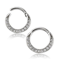 Cargar imagen en el visor de la galería, Segmentring Piercing Kristalle Edelstahl Gold PVD - chic - net.de
