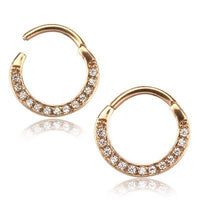 Cargar imagen en el visor de la galería, Segmentring Piercing Kristalle Edelstahl Gold PVD - chic - net.de
