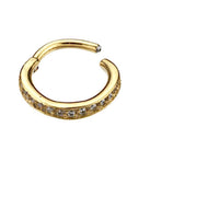 Cargar imagen en el visor de la galería, Segmentring Piercing Kristalle unten Edelstahl Gold PVD - chic - net.de
