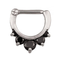 Load image into Gallery viewer, Septum Clicker Edelstahl silberfarben schwarze Zirkonia Steine - chic - net.de
