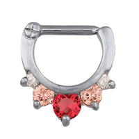 Load image into Gallery viewer, Septum Clicker Edelstahl silberfarben weiß rosa großer Pinker Zirkonia Stein - chic - net.de
