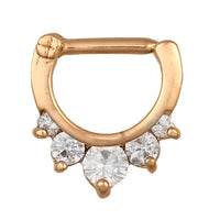 Load image into Gallery viewer, Septum Clicker Piercing Edelstahl goldfarben runde weiße Zirkonia Steine - chic - net.de
