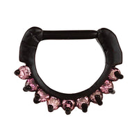 Load image into Gallery viewer, Septum Clicker Piercing Edelstahl schwarz Rand Lila Zirkonia Steine - chic - net.de
