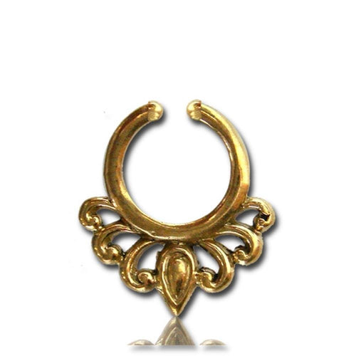 Septum Fake Piercing Nasenringe Halbbögen Tropfen 1,6 mm goldfarben nickelfrei antik exotisch - chic - net.de