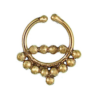 Cargar imagen en el visor de la galería, Septum Fake Piercing Nasenringe Linie Kugeln Messing goldfarben nickelfrei antik Ohrring - chic - net.de
