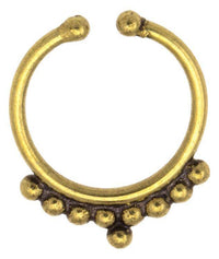 Cargar imagen en el visor de la galería, Septum Fake Piercing Nasenringe Spitze Messing goldfarben nickelfrei antik exotisch - chic - net.de
