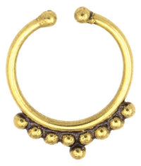 Cargar imagen en el visor de la galería, Septum Fake Piercing Nasenringe Spitze Messing goldfarben nickelfrei antik exotisch - chic - net.de
