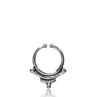 Load image into Gallery viewer, Septum Fake Piercing Nasenringe zwei Bögen Kugeln Messing antik silbern - chic - net.de
