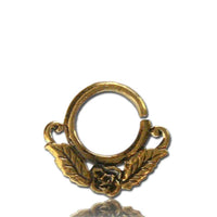 Load image into Gallery viewer, Septum Piercing Nasenringe Rose Blüte Blatt Messing 1 mm goldfarben antik Ohrring - chic - net.de
