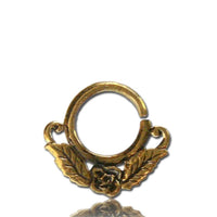 Load image into Gallery viewer, Septum Piercing Nasenringe Rose Blüte Blatt Messing 1 mm goldfarben antik Ohrring - chic - net.de
