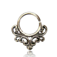 Cargar imagen en el visor de la galería, Septum Piercing Nasenringe verschnörkelt Brezel 1 mm silbern Brass nickelfrei antik Ohrring - chic - net.de
