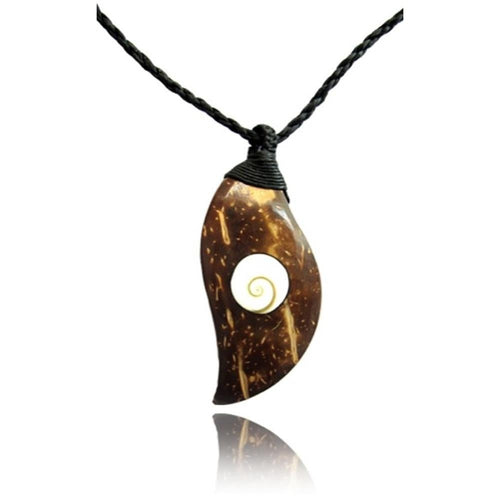 Shivaauge Kette Kokosholz Welle schwarz Baumwolle gewachst Shiva Auge - chic - net.de