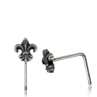 Cargar imagen en el visor de la galería, Silber Nasenstecker 0,8 mm Nostril heraldische Lilie L - Form Nasenpiercing - chic - net.de
