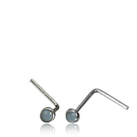 Load image into Gallery viewer, Silber Nasenstecker 0,8 mm Nostril Mondstein rund L - Form Nasenpiercing - chic - net.de
