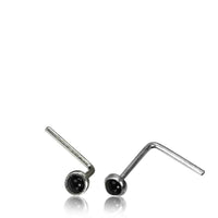 Load image into Gallery viewer, Silber Nasenstecker 0,8 mm Nostril Onyx rund L - Form Nasenpiercing - chic - net.de
