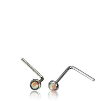Load image into Gallery viewer, Silber Nasenstecker 0,8 mm Nostril Opal weiß rund L - Form Nasenpiercing - chic - net.de
