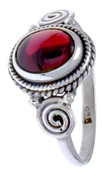Cargar imagen en el visor de la galería, Silber Ring Granat Seile Spiralen Kreise oval rot Punkte 925 - chic - net.de
