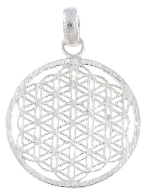 Silberanhänger 36 mm Blume des Lebens Anhänger Sterling 925er Silber matt - chic - net.de