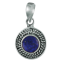 Cargar imagen en el visor de la galería, Silberanhänger Lapis Blume Zopf 925er Sterling Silber rund Anhänger - chic - net.de
