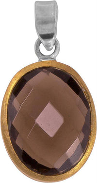 Load image into Gallery viewer, Silberanhänger oval Rauchquarz facettiert vergoldet 925er Sterling Silber Stein braun Anhänger - chic - net.de

