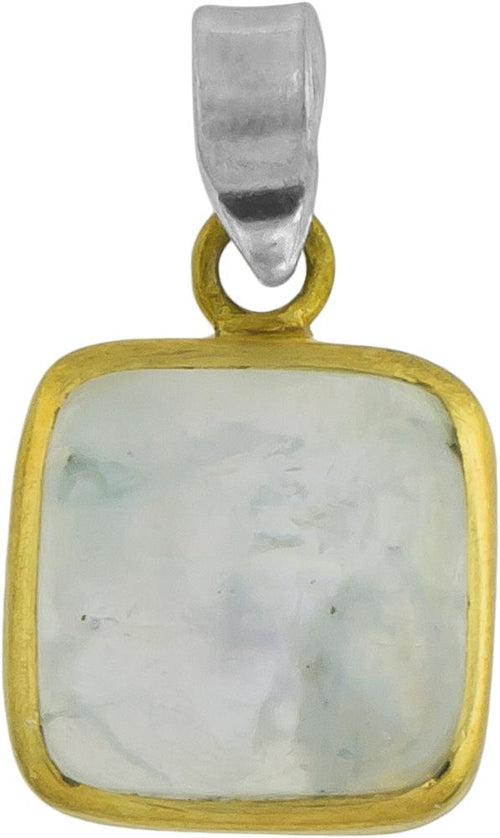 Silberanhänger vergoldet eckig Stein Mondstein weiß Anhänger 925 Sterling Silber - chic - net.de