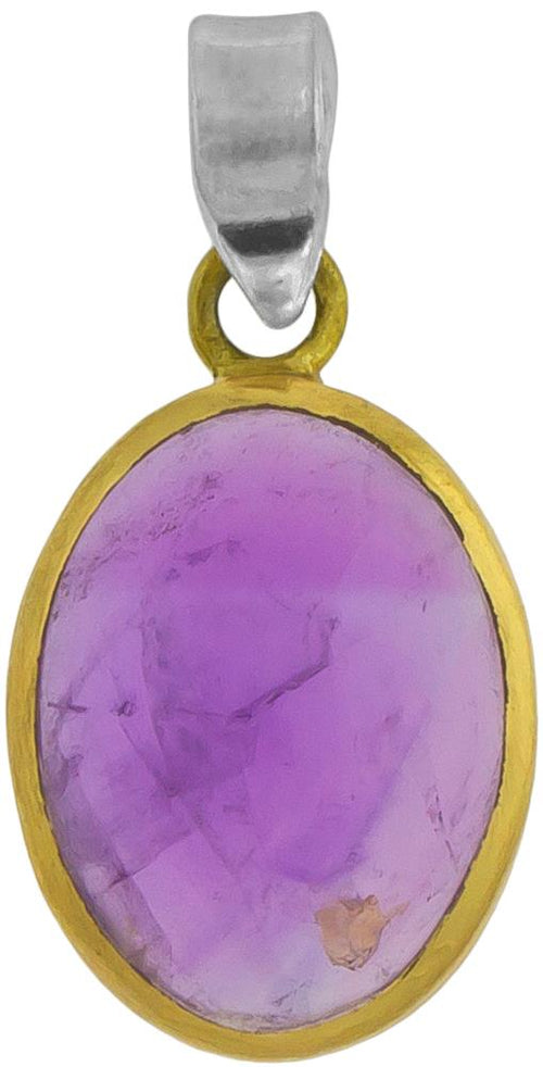 Silberanhänger vergoldet oval Stein Amethyst lila Anhänger 925 Sterling Silber - chic - net.de