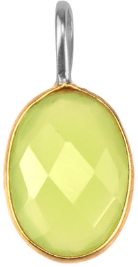 Load image into Gallery viewer, Silberanhänger vergoldet oval Stein Calcit hellgrün facettiert 925 Sterling Silber Anhänger - chic - net.de

