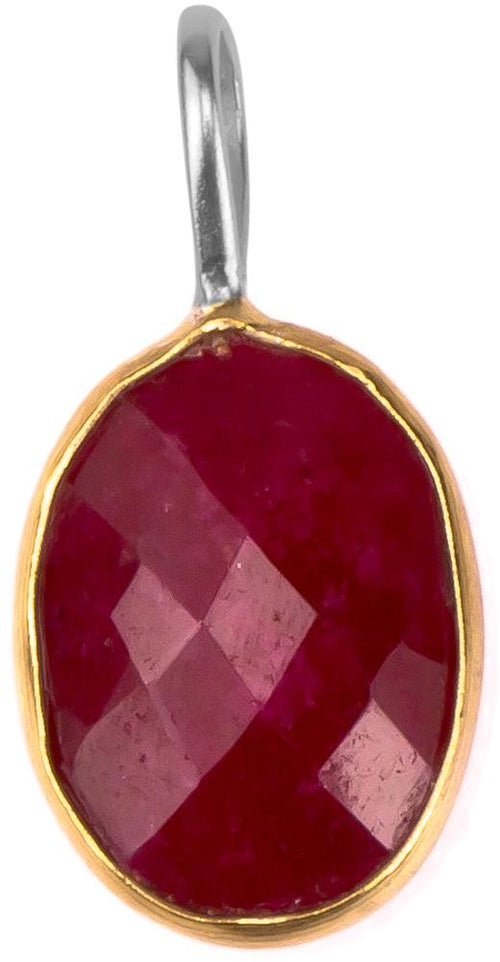 Silberanhänger vergoldet oval Stein Rubin rot facettiert 925 Sterling Silber Anhänger - chic - net.de