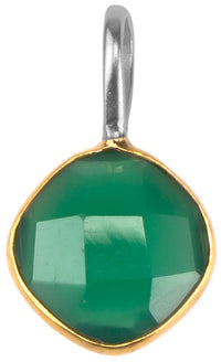 Cargar imagen en el visor de la galería, Silberanhänger vergoldet Raute Stein Onyx grün facettiert 925 Sterling Silber Anhänger - chic - net.de
