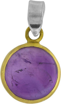 Cargar imagen en el visor de la galería, Silberanhänger vergoldet rund Stein Amethyst lila Anhänger 925 Sterling Silber - chic - net.de
