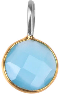 Load image into Gallery viewer, Silberanhänger vergoldet rund Stein Calcit hellblau facettiert 925 Sterling Silber Anhänger - chic - net.de
