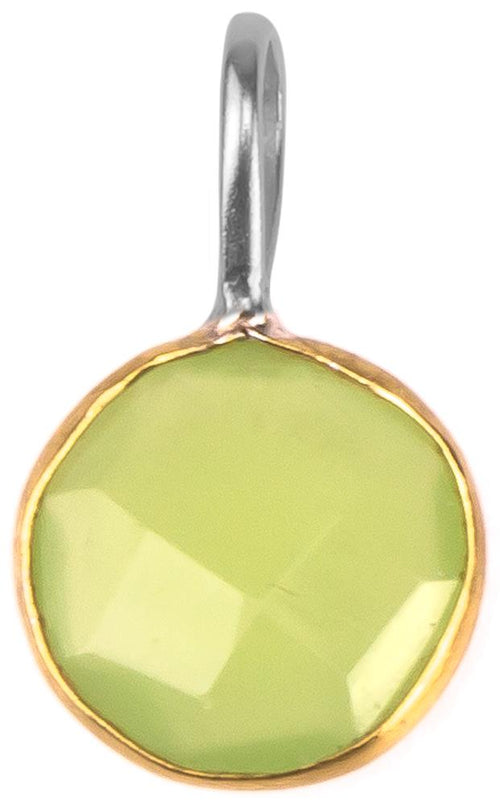 Silberanhänger vergoldet rund Stein Calcit hellgrün facettiert 925 Sterling Silber Anhänger - chic - net.de