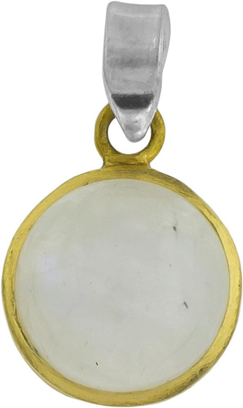Silberanhänger vergoldet rund Stein Mondstein weiß Anhänger 925 Sterling Silber - chic - net.de