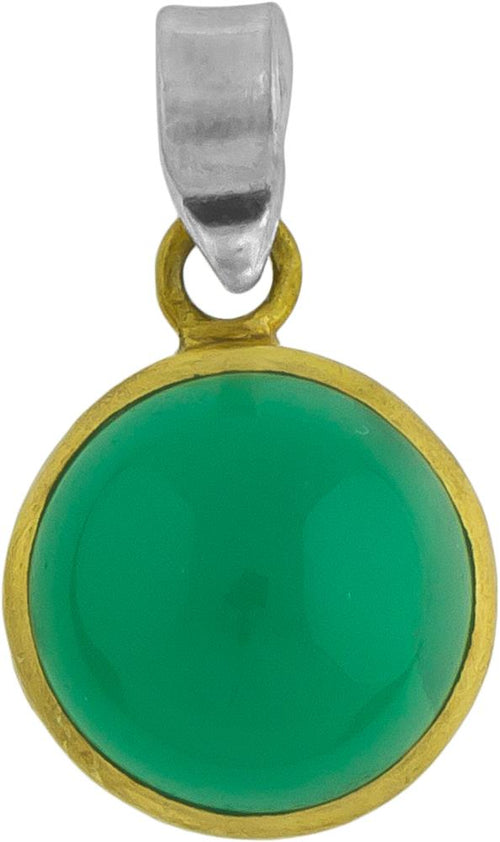 Silberanhänger vergoldet rund Stein Onyx grün Anhänger 925 Sterling Silber - chic - net.de