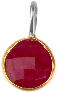 Load image into Gallery viewer, Silberanhänger vergoldet rund Stein Rubin rot facettiert 925 Sterling Silber Anhänger - chic - net.de
