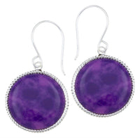 Load image into Gallery viewer, Silberohrhänger kreisförmig 14 mm Scheibe lila Stein Seilrand 925 Sterlingsilber - chic - net.de
