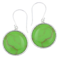 Load image into Gallery viewer, Silberohrhänger kreisförmig 18 mm Scheibe grün Stein Seilrand 925 Sterlingsilber - chic - net.de
