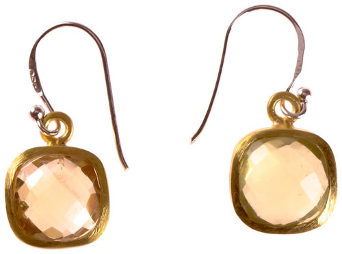 Silberohrringe Quadrat Citrin facettiert vergoldet 925er Sterling Silber Stein gelb - chic - net.de