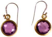 Cargar imagen en el visor de la galería, Silberohrringe rund Amethyst facettiert vergoldet 925er Sterling Silber Stein lila - chic - net.de
