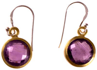 Cargar imagen en el visor de la galería, Silberohrringe rund Amethyst facettiert vergoldet 925er Sterling Silber Stein lila - chic - net.de
