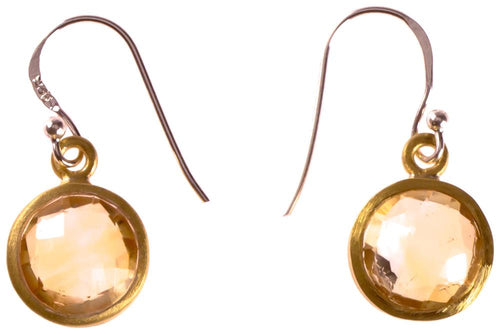 Silberohrringe rund Citrin facettiert vergoldet 925er Sterling Silber Stein gelb - chic - net.de