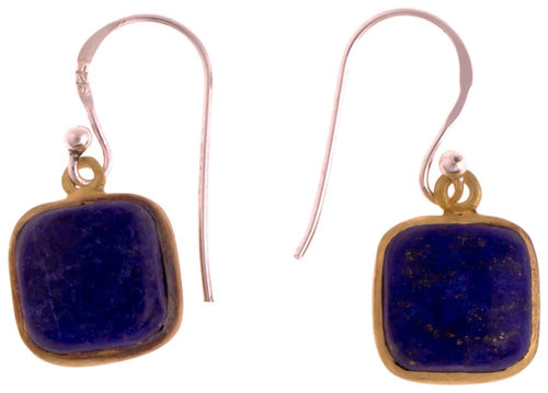 Silberohrringe vergoldet eckig Stein Lapis blau Ohrringe 925 Sterling Silber Lazuli - chic - net.de