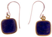 Load image into Gallery viewer, Silberohrringe vergoldet eckig Stein Lapis blau Ohrringe 925 Sterling Silber Lazuli - chic - net.de
