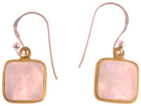 Load image into Gallery viewer, Silberohrringe vergoldet eckig Stein Mondstein weiß Ohrringe 925 Sterling Silber - chic - net.de
