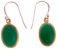 Load image into Gallery viewer, Silberohrringe vergoldet oval Stein Onyx grün Ohrringe 925 Sterling Silber - chic - net.de
