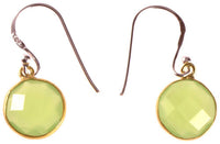 Load image into Gallery viewer, Silberohrringe vergoldet rund Stein Calcit hellgrün facettiert 925 Sterling Silber Ohrringe - chic - net.de
