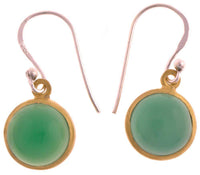 Load image into Gallery viewer, Silberohrringe vergoldet rund Stein Onyx grün Ohrringe 925 Sterling Silber - chic - net.de
